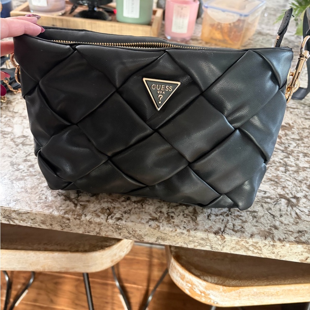 Guess Black Quilted Clutch
